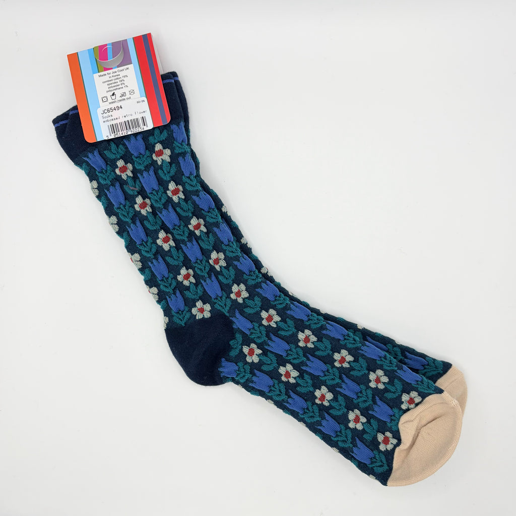 Retro Flower Blue Socks