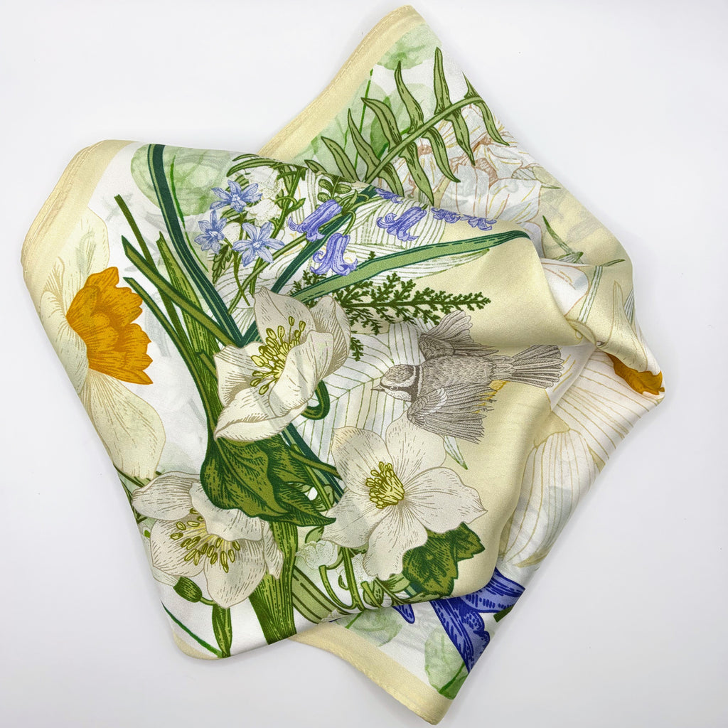 Fresh Floral Silk Scarf